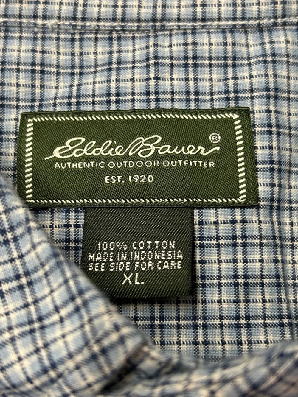 Eddie Bauer Gray and Blue Plaid Button-Down Shirt - Picture 3 of 7